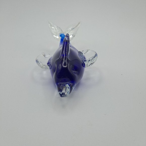 Cobalt Blue & Clear Art Glass Dolphin Figurine Paperweight - Picture 4 of 6